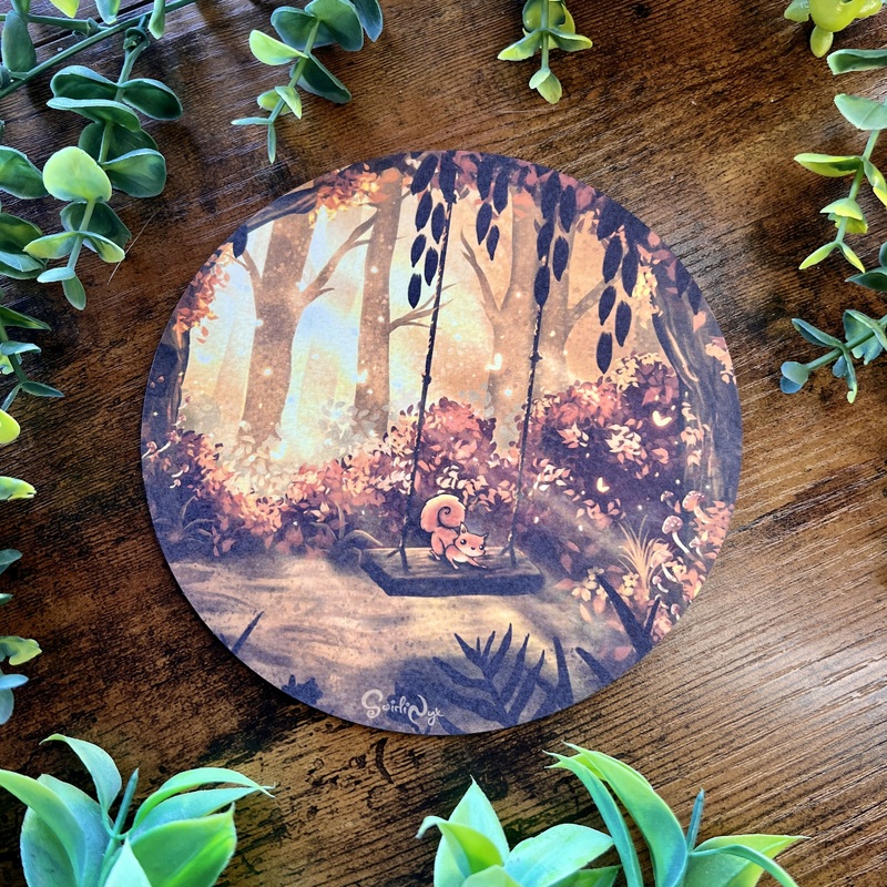 Round Squirrel Swing Art Print