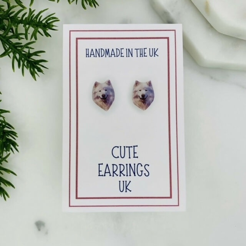 Samoyed Dog Stud Earrings