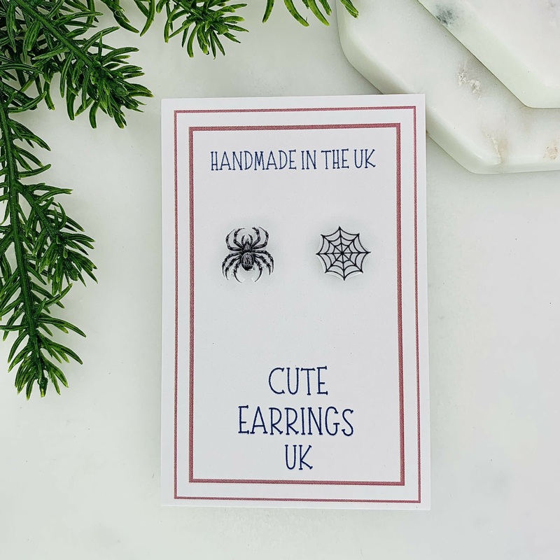 Spider & Web Mismatched Stud Earrings