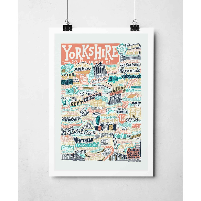 Yorkshire Landmarks A4 Print Peach