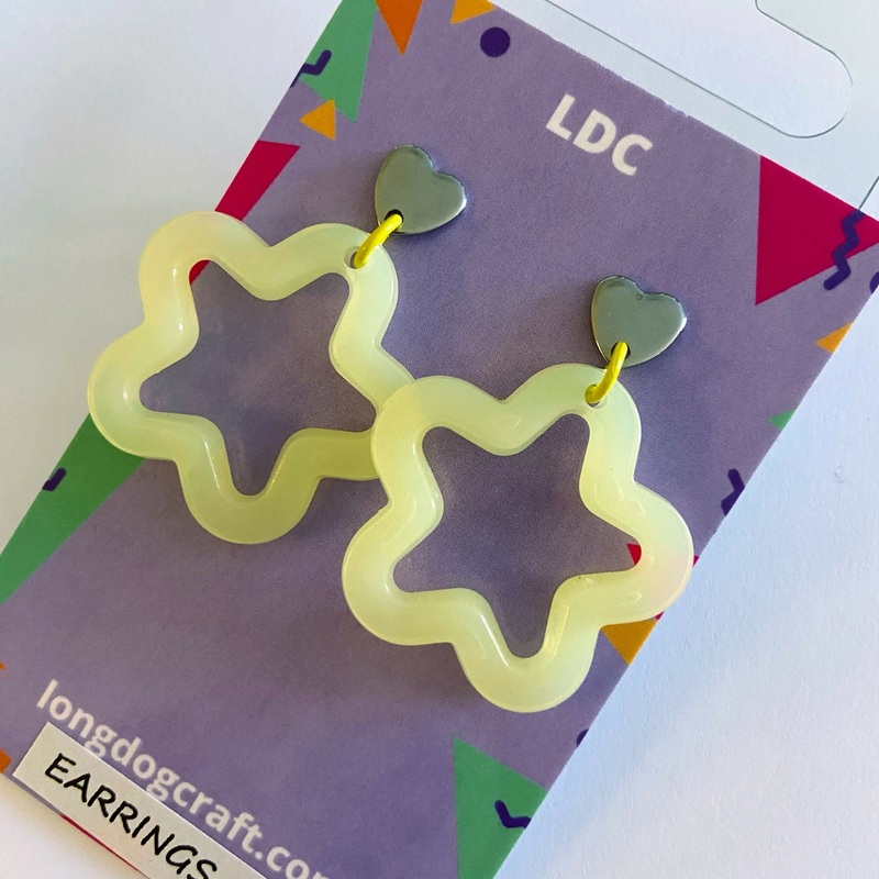 Acrylic Star Drop Stud Pale Yellow