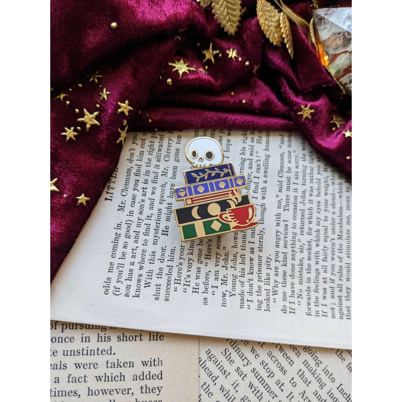 Book Stack Enamel Pin