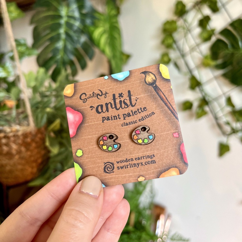 Classic Paint Palette Wooden Earrings