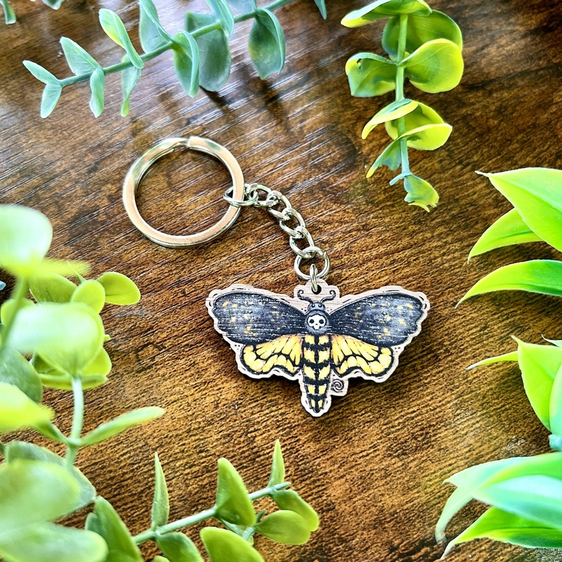 Death Moth Wooden Keyring