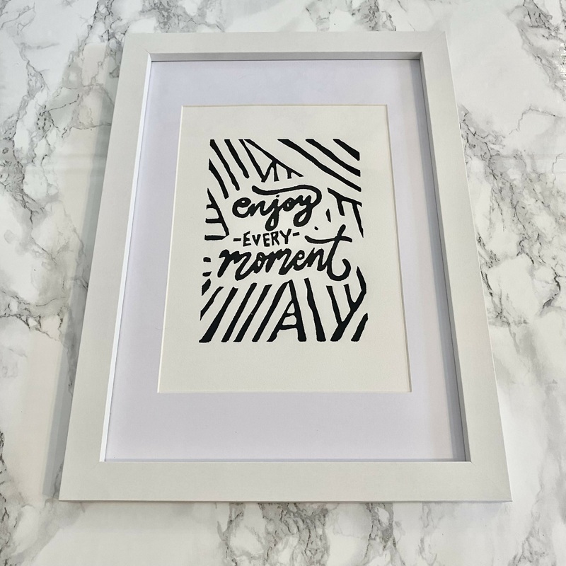 Framed Every Moment Lino Print