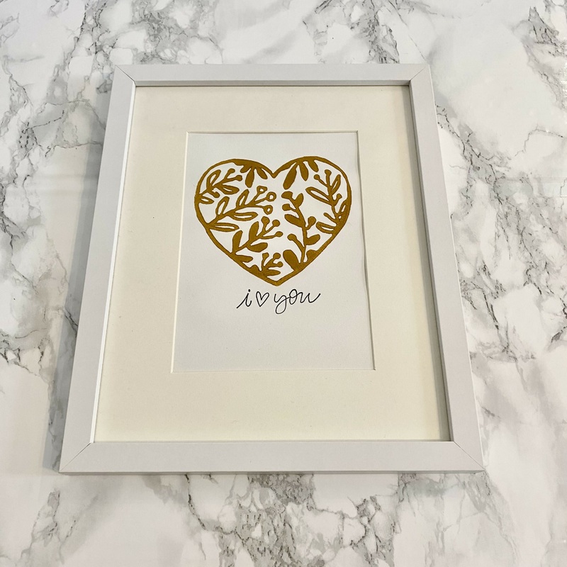 Framed Heartfelt Lino Print