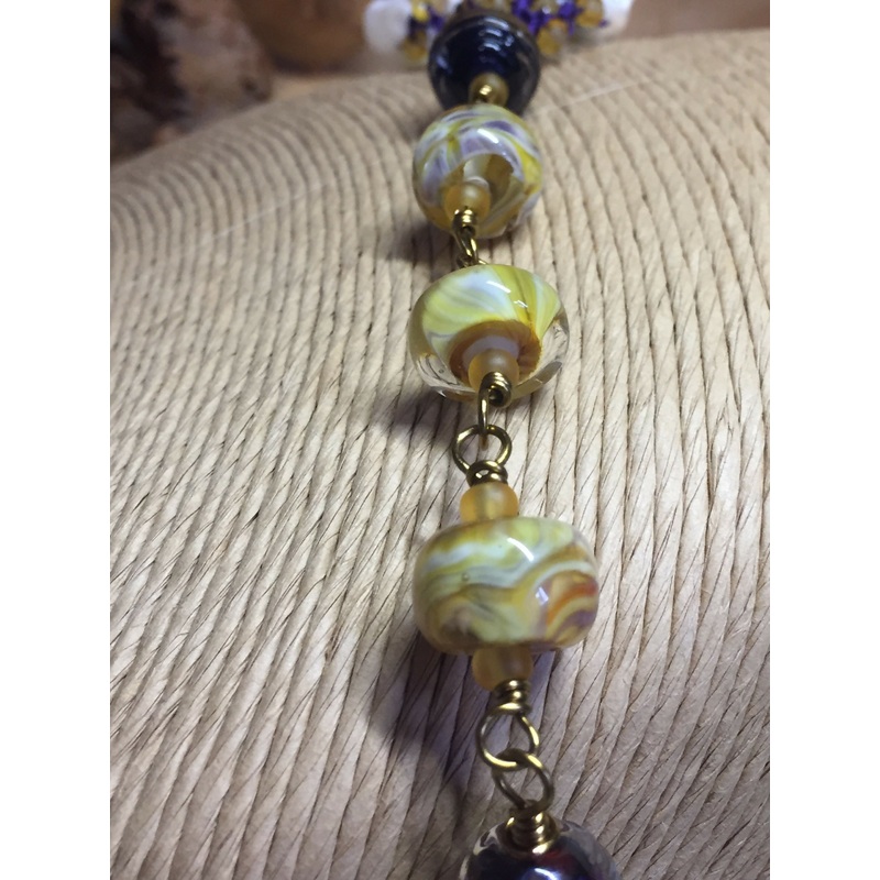 Lampwork Bead & Crochet Bracelet Lkr139