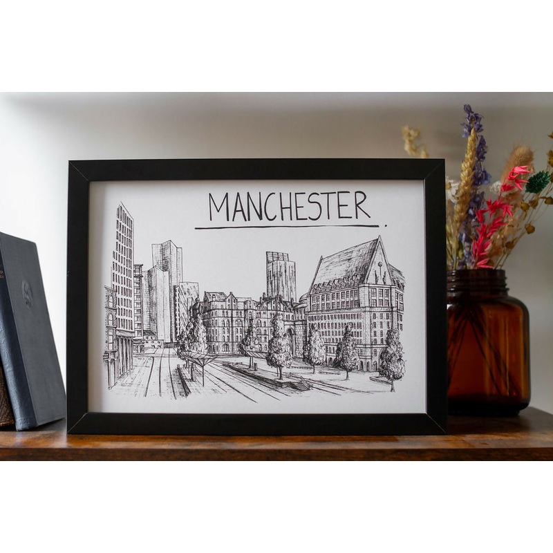Manchester Skyline Art Print|A4|A3