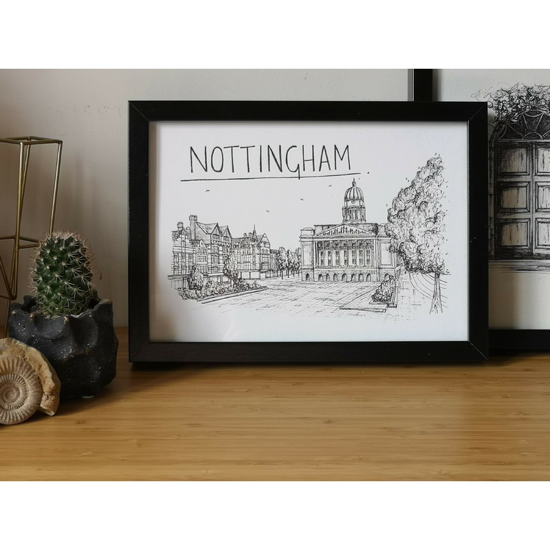 Nottingham Skyline Art Print|A4