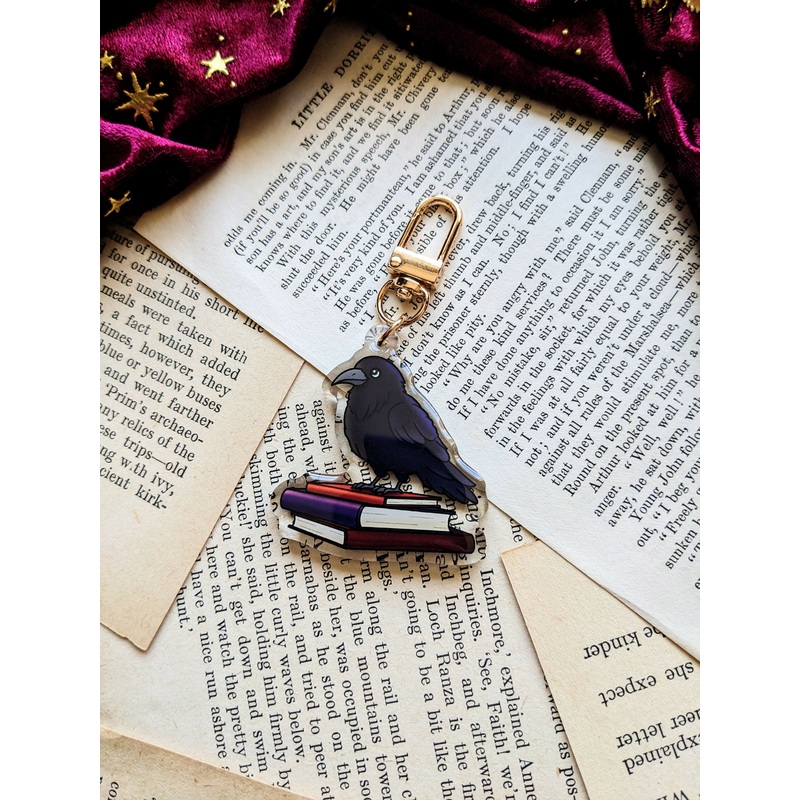 Poe the Book Raven Keyring