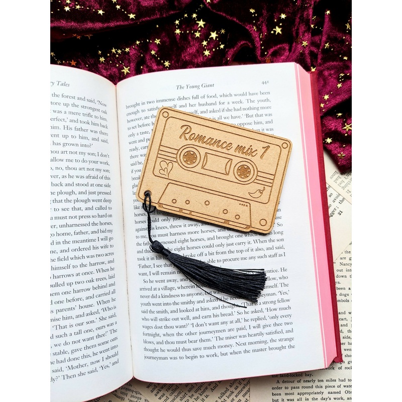 Romance Mix Tape Wooden Bookmark
