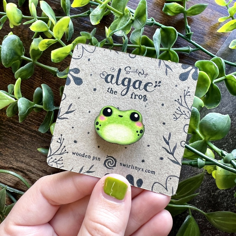 Algae the Frog Wooden Pin