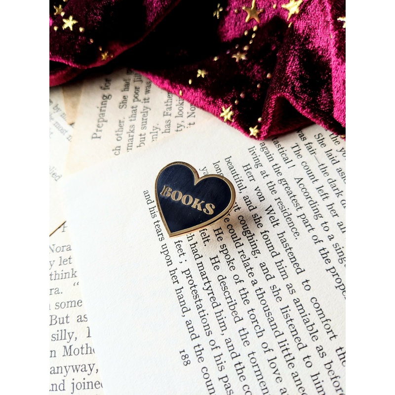 Books Heart Pin