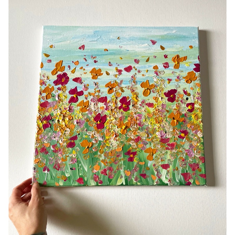 Golden Hour Flowers – Original Acrylic Painting