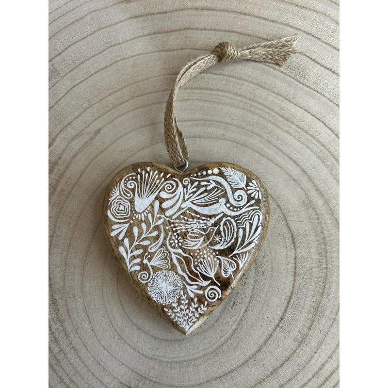 Hand Painted Hanging Wood Heart
