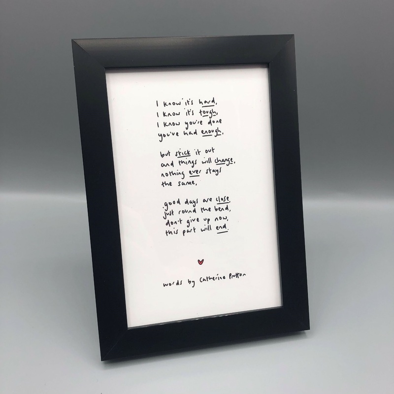 I Know It’s Hard, I Know It’s Tough Mini Framed Poem