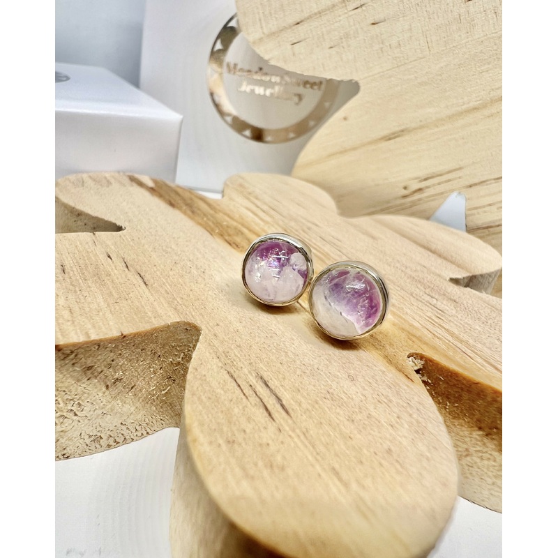 Pink Moonstone Stud Earrings
