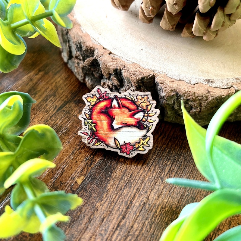 Sleeping Fox Wooden Pin