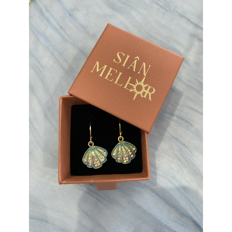 Blue Shell Huggie Hoops