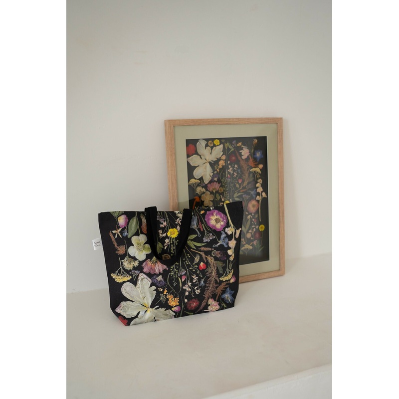 Cotton Pressed Flower Tote Bag