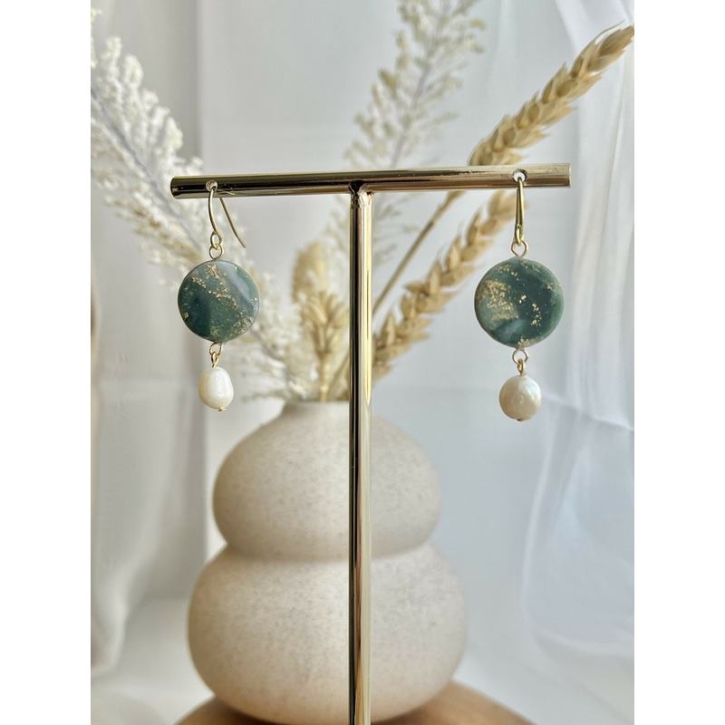 Emerald No. 3 – Handmade Polymer Clay Earrings