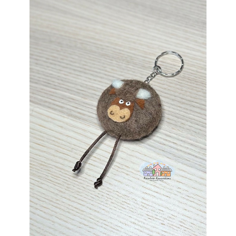 Felted Highland Cow Keyring|Brown|Dark Brown|Light Brown|Copper