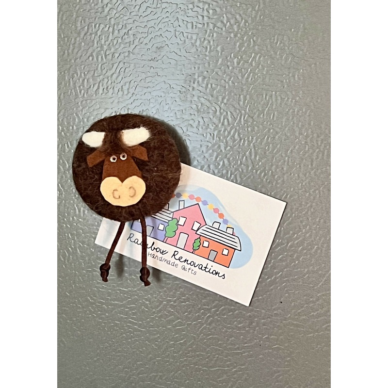 Felted Highland Cow Magnet|Light Brown|Medium Brown|Dark Brown|Copper