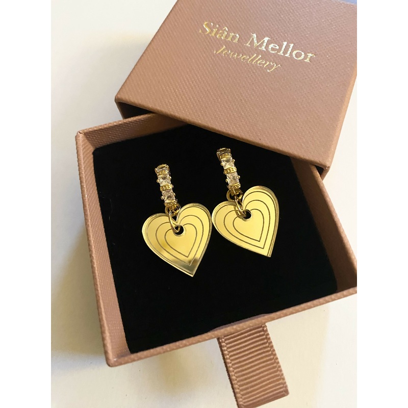 Gold Heart Huggie Hoops