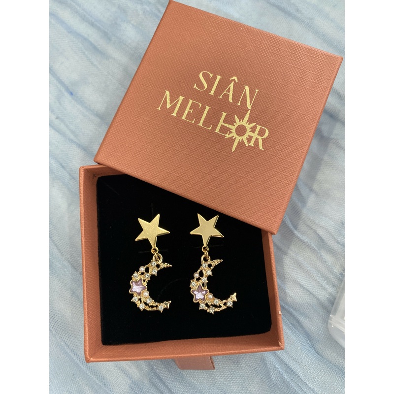 Gold Moon Drop Earrings