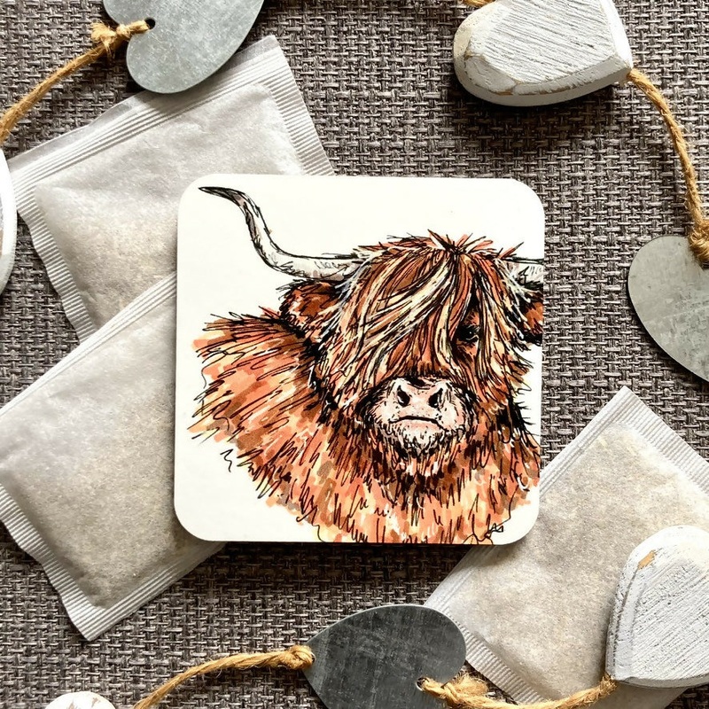 Highland Cow Illustrated Coaster