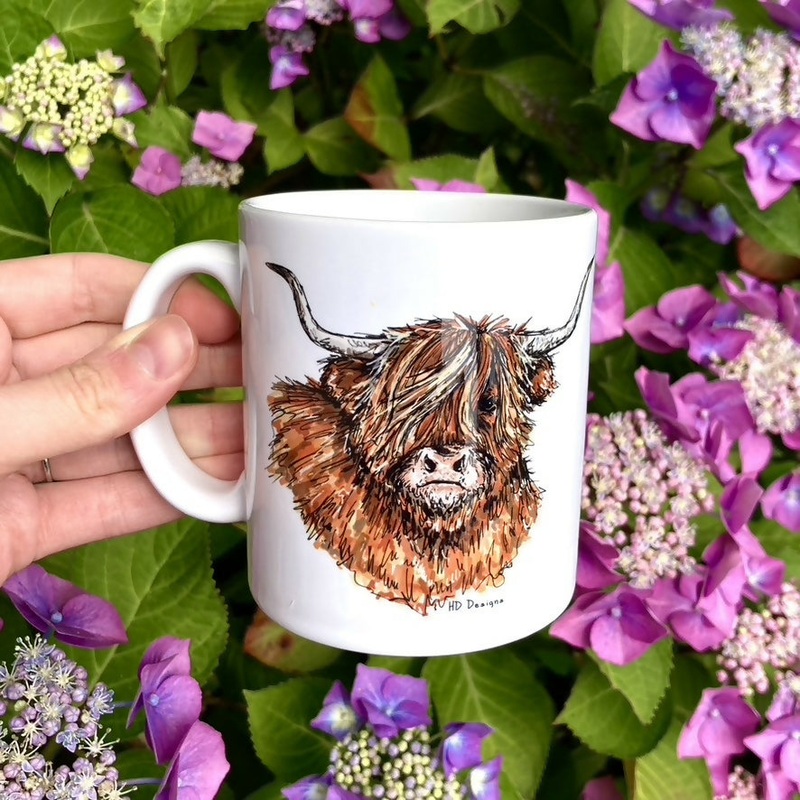Highland Cow Illustrated Mug