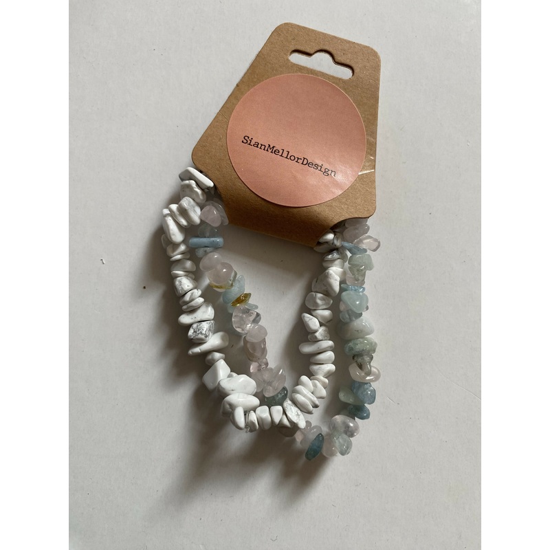 Morganite And Howlite Bracelet