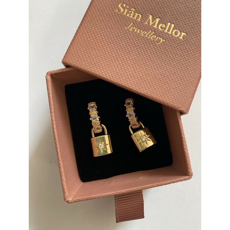 Padlock Huggie Hoops