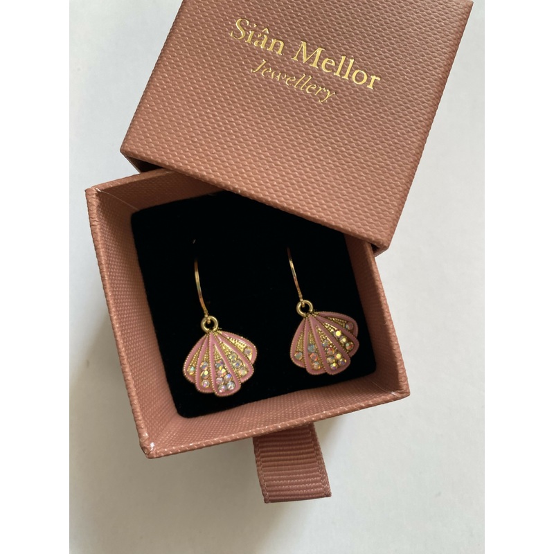 Pink Shell Huggie Hoops