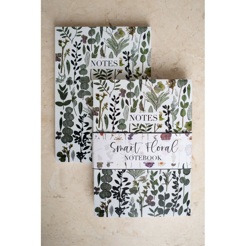 Pressed Flower Notebooks|Green leaves|Black multicoloured