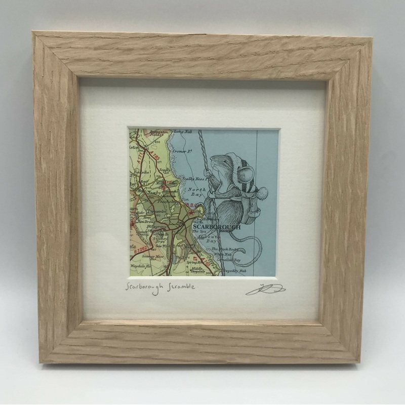 Scarborough Scramble – Original Pen Drawing on Vintage Map (SCARBOROUGH) by Jenny Davies