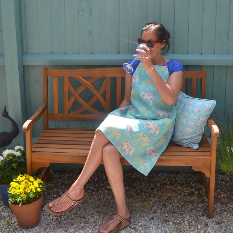 Adult Linen Apron – Elephant Print