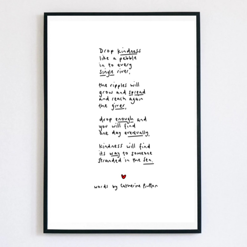 Drop Kindness Poem Print|A4|A5|A5 Hanging ribbon frame|A5 Framed