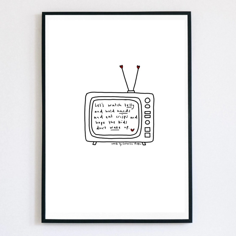 Let’s Watch Telly Illustrated Poem Print
