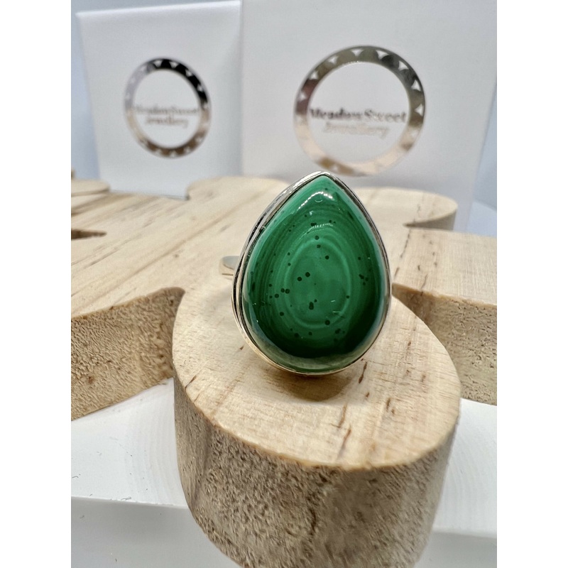 Malachite Teardrop Ring Size L1/2