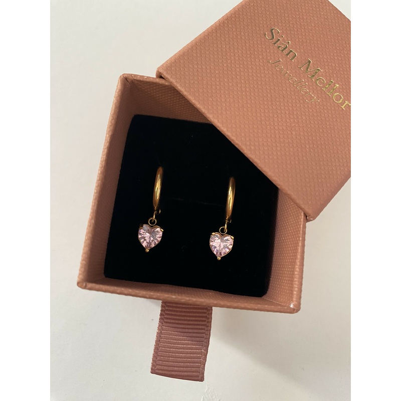 Pink Heart Hoop Earrings