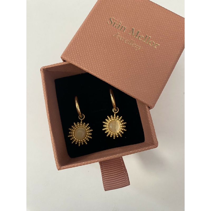 White Sun Hoop Earrings