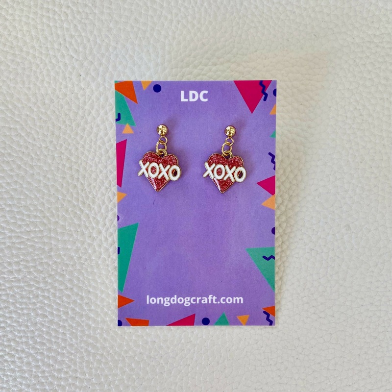 XOXO Heart Drop Stud Earrings