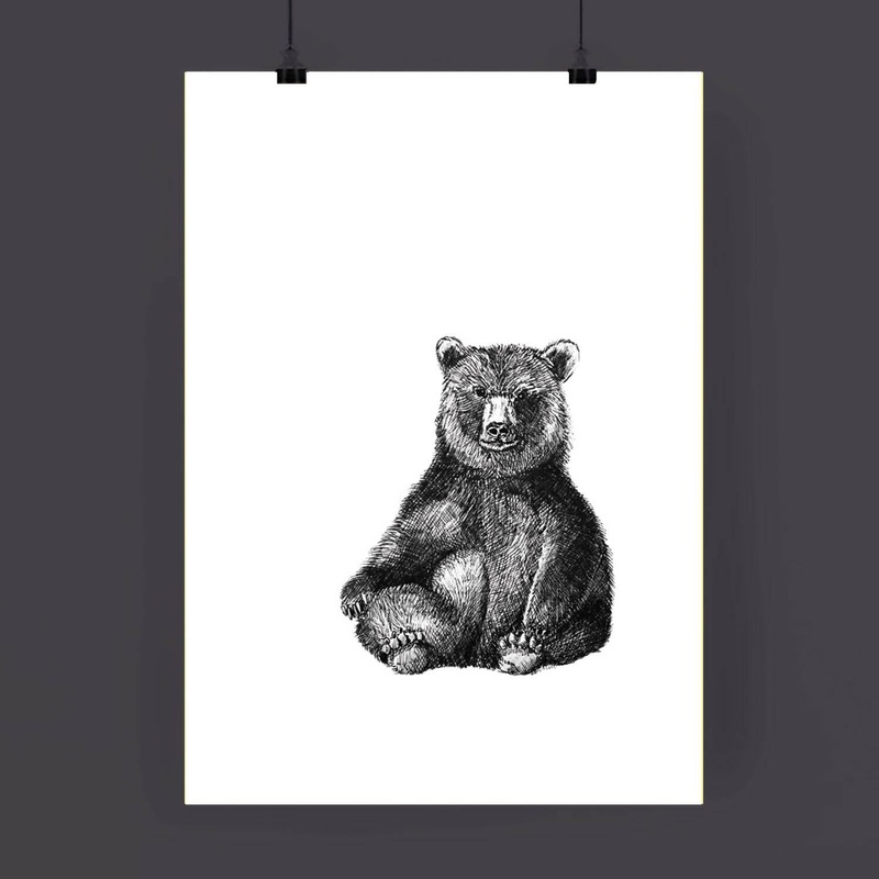 A3 Animal Illustration Print|Bear|Ducky|Otter|Squirrel|Standing Otter