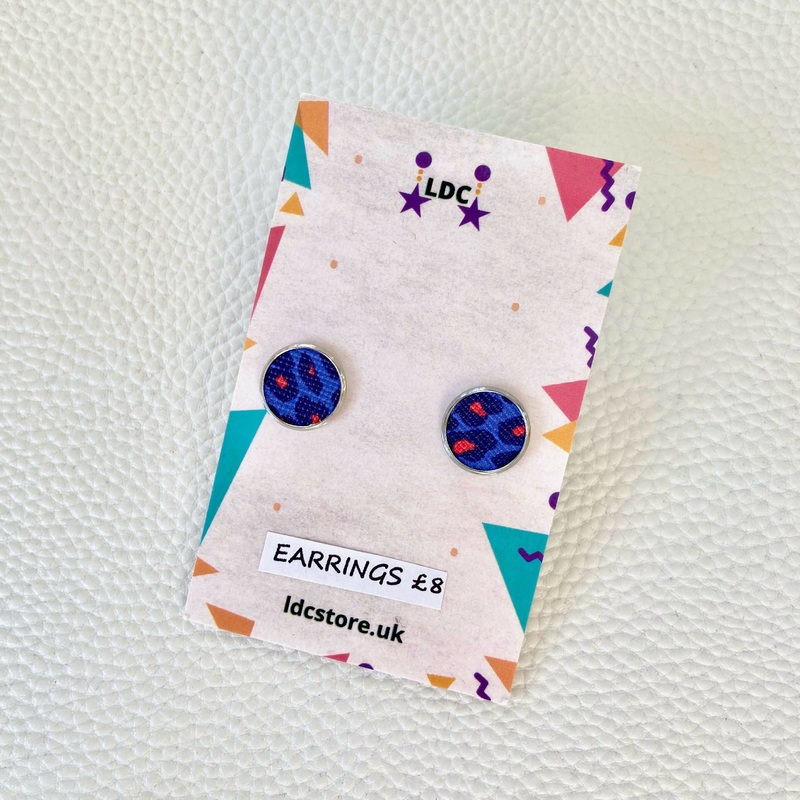 Blue Leopard Faux Leather Studs