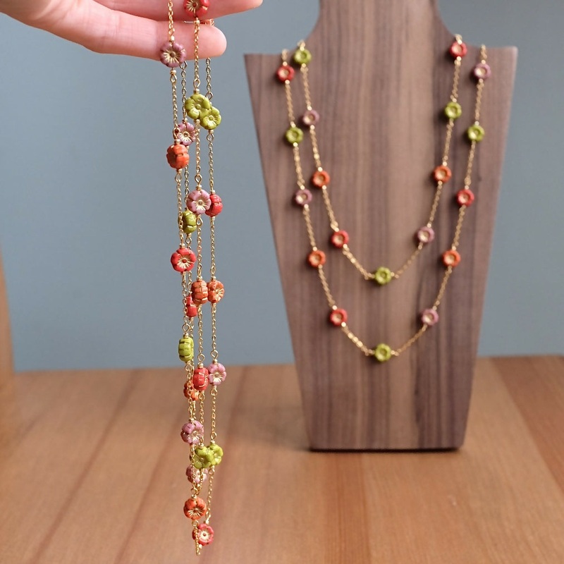 Czech Glass Beaded Floral Necklace