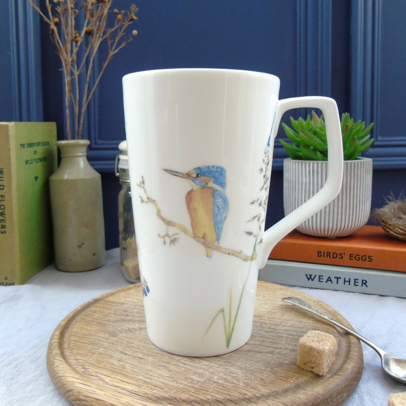 Fine Bone China Tall Kingfisher Latte Mug