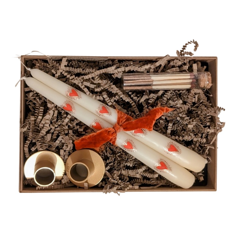 Hand Painted Heart Candle Gift Set