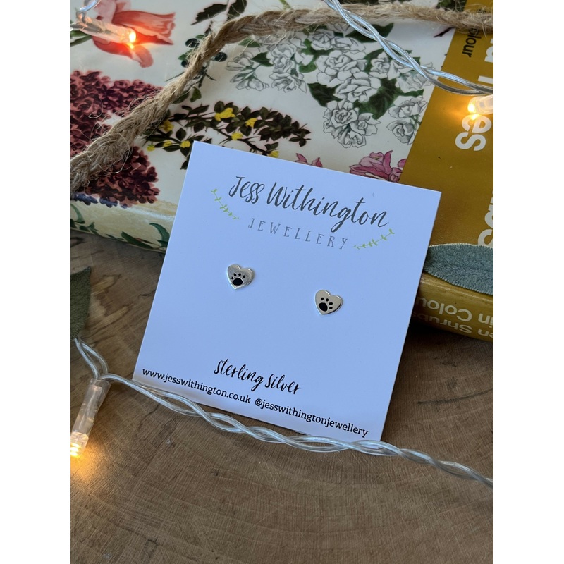 Heart Paw Print Stud