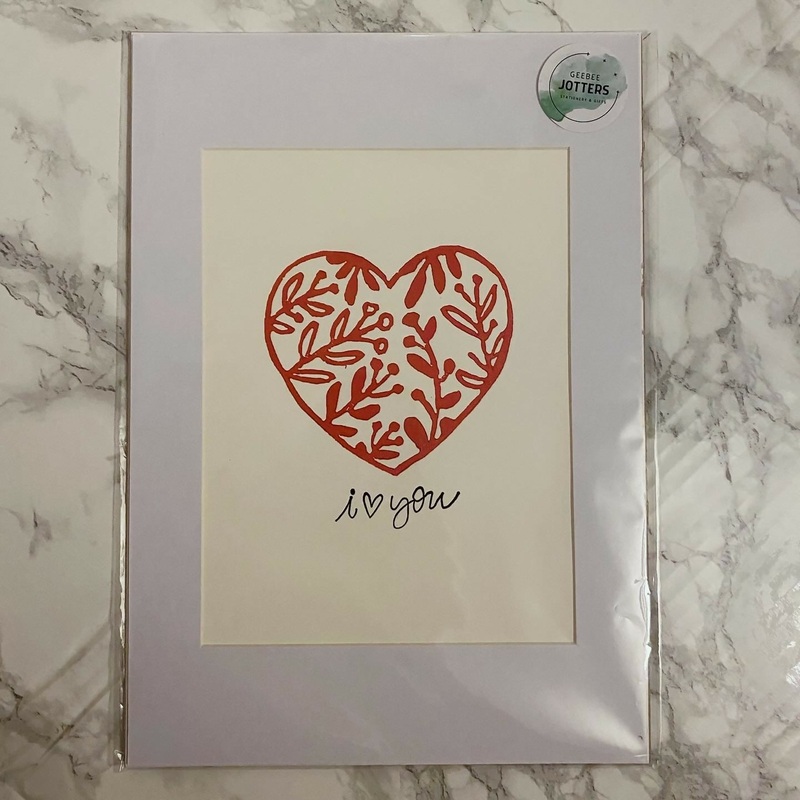 Heartfelt Lino Print – I Love You